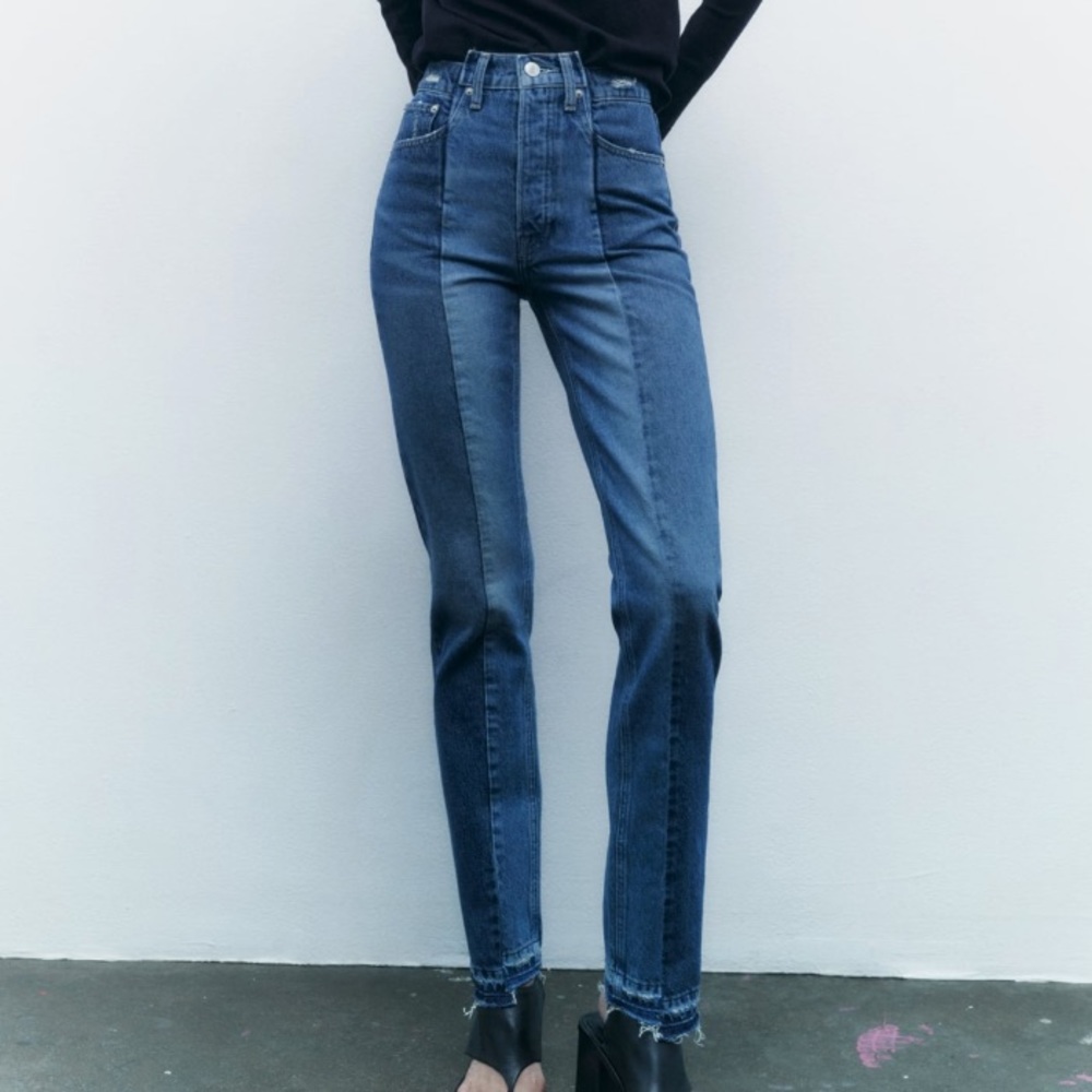 Zara Mid Rise Straight Leg Jeans